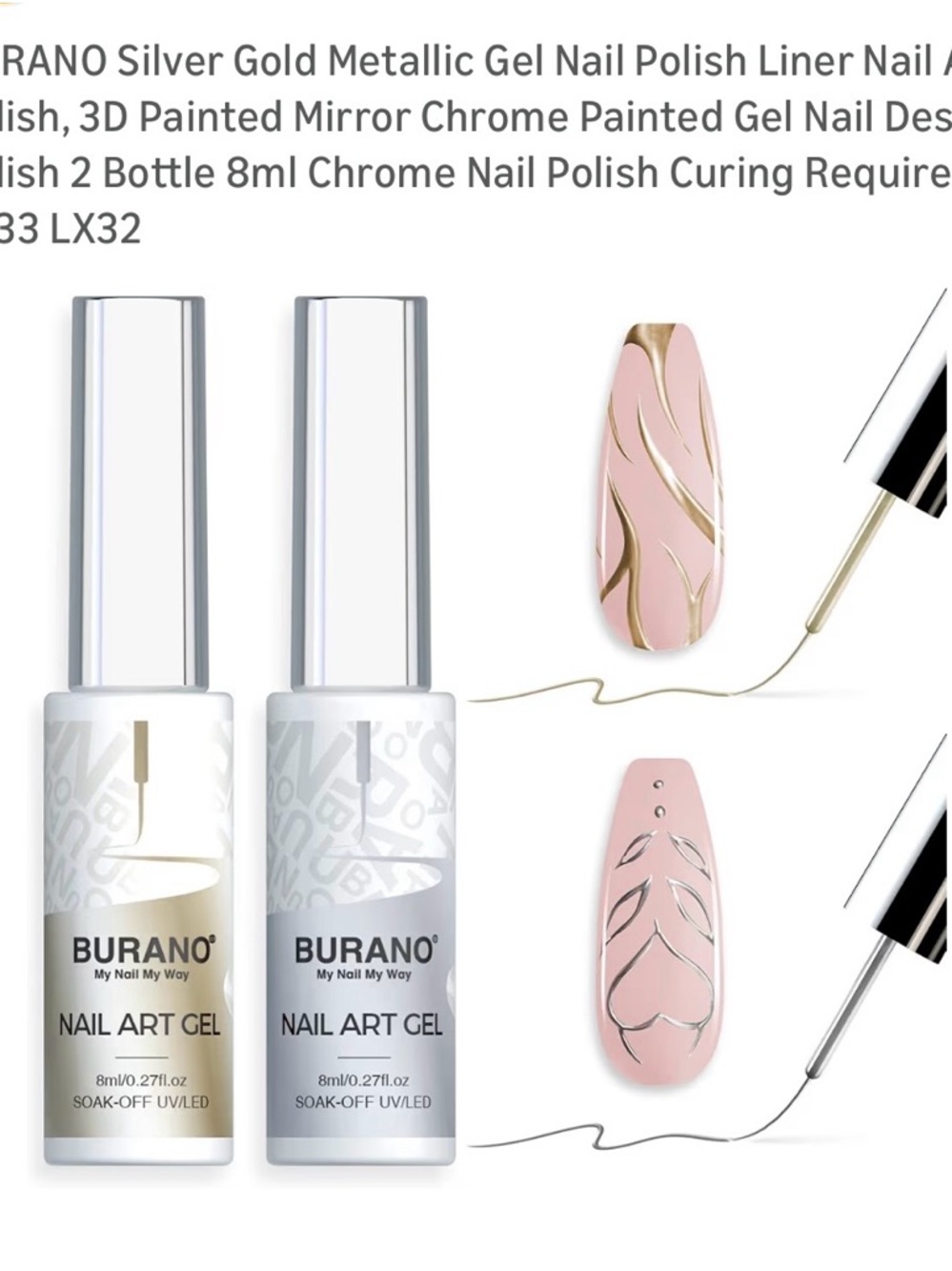 Pink and Gold Nail Art Gel Set
